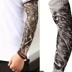 Black Swim Sleeve with Detailed Tattoo Design